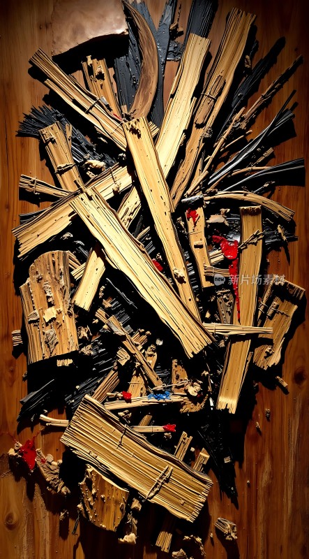木屑拼贴艺术作品