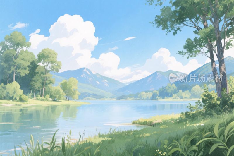 田园山水风景插画