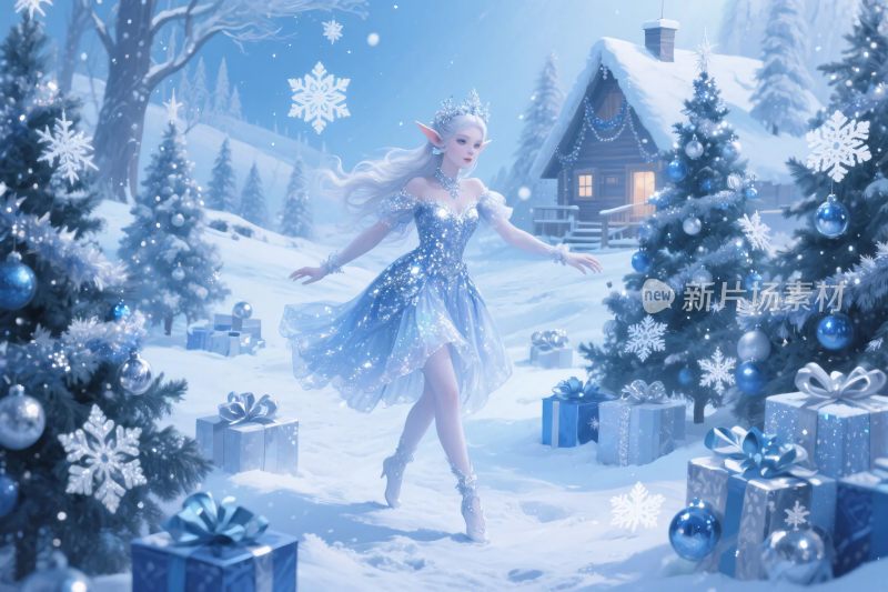 冬日童话插画场景