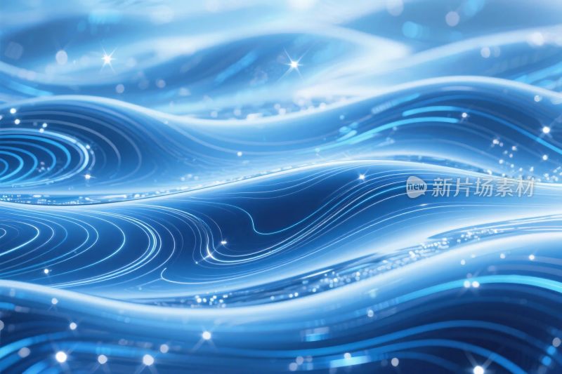 蓝色流体波浪插画