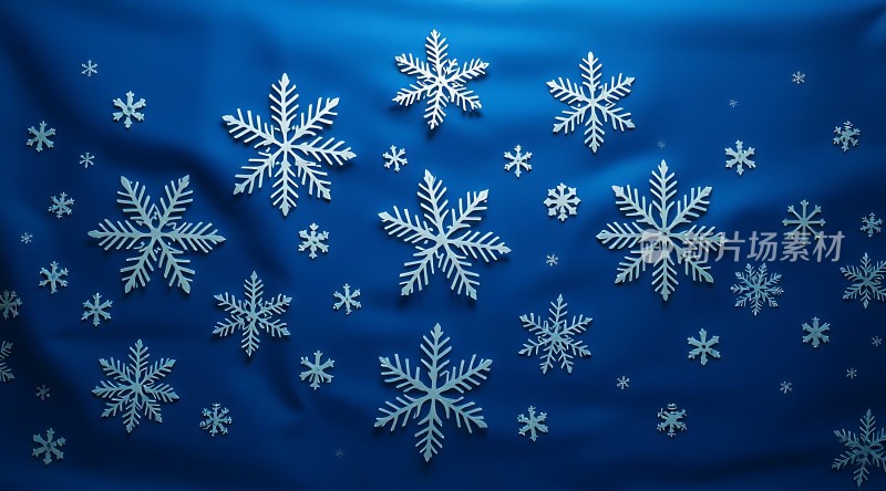 雪花飘落冬日蓝