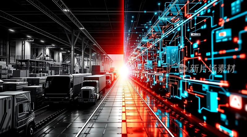 智能物流仓库的未来科技感