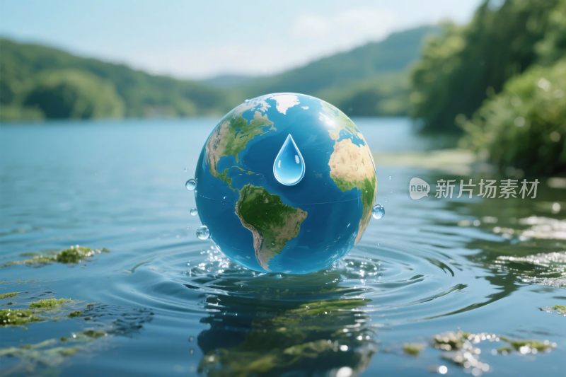 地球水滴环保插画