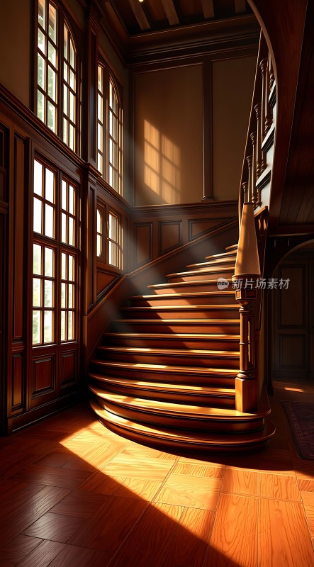 阳光下的旋转楼梯
