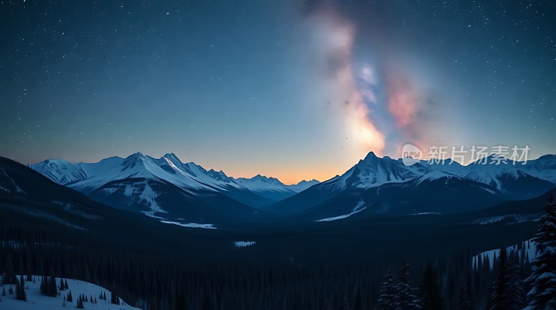 夜幕下的雪山星河