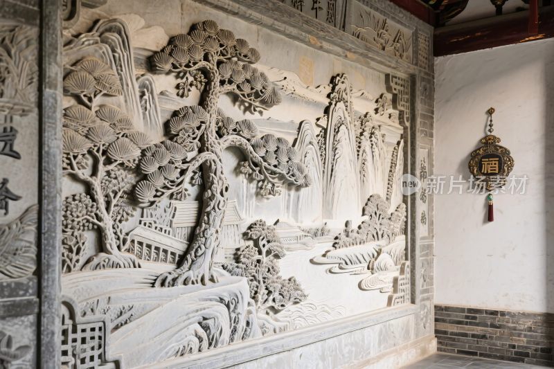 传统浮雕山水壁画