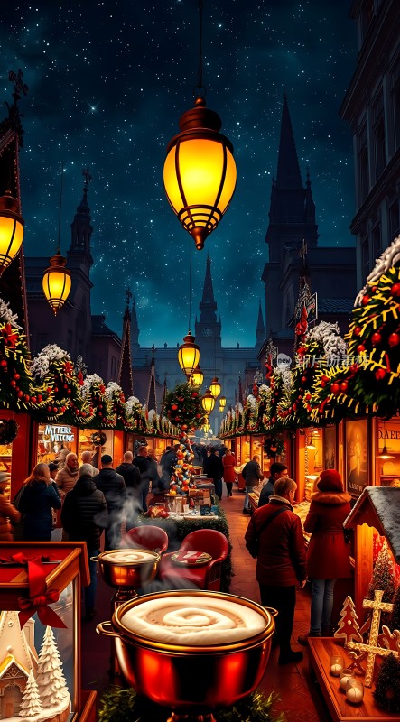 圣诞集市夜市繁华