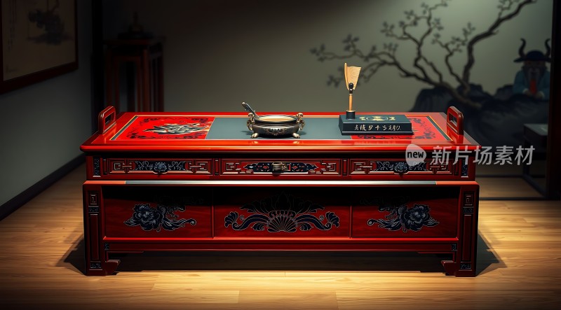 古韵红木桌案精美雕刻与传统文化融合