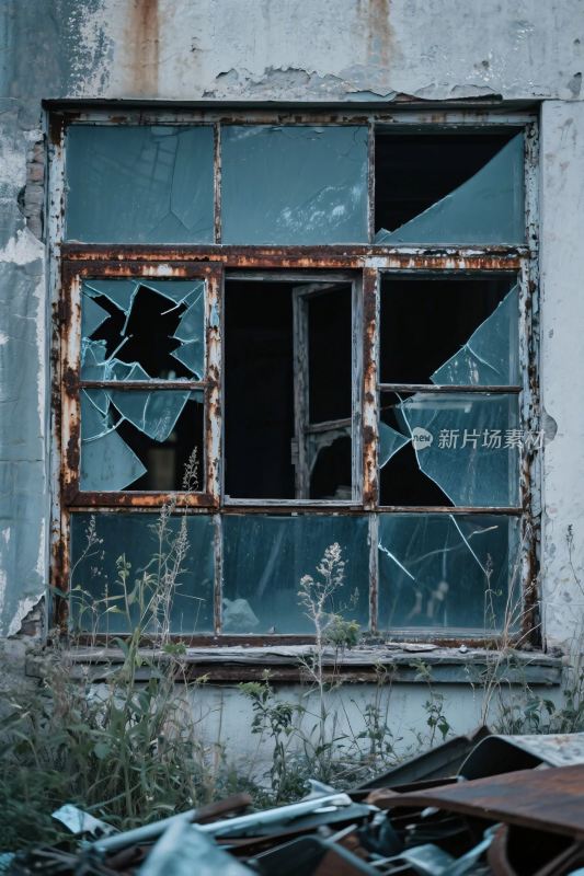 老旧破损窗户场景