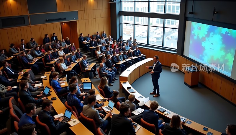 商务会议现场观众认真聆听演讲