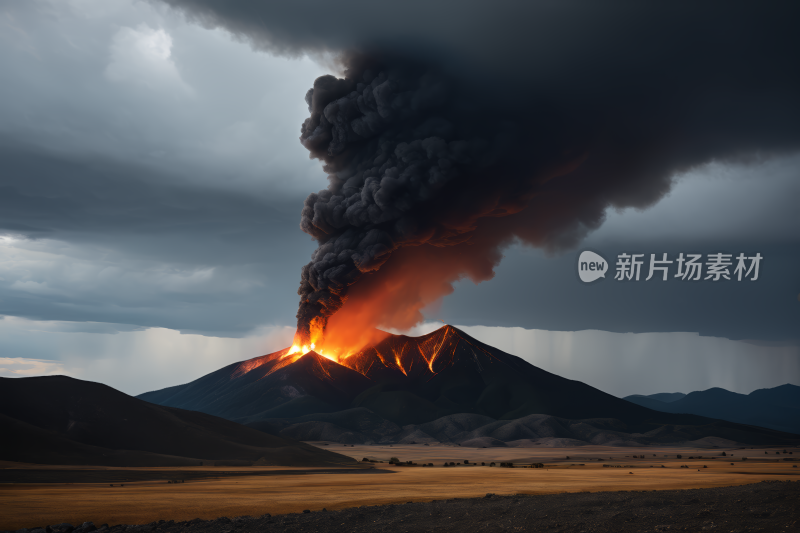 火山冒出黑烟风光风景图片