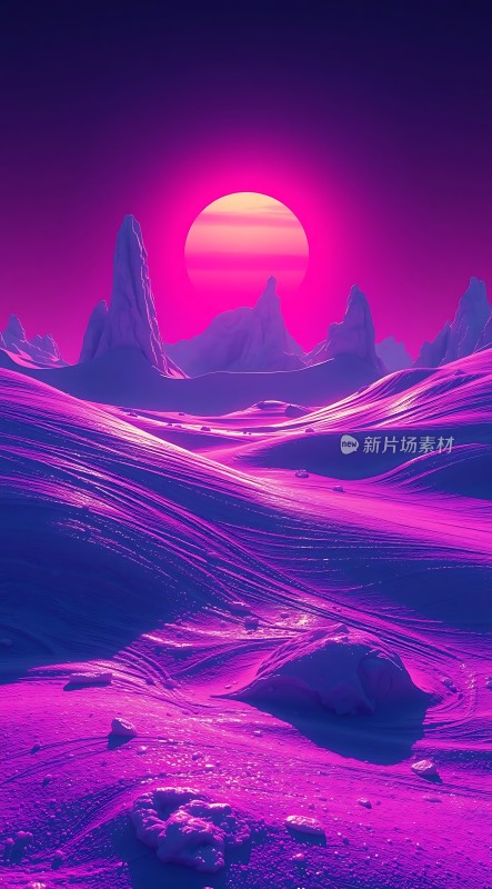 紫色星球日落奇景