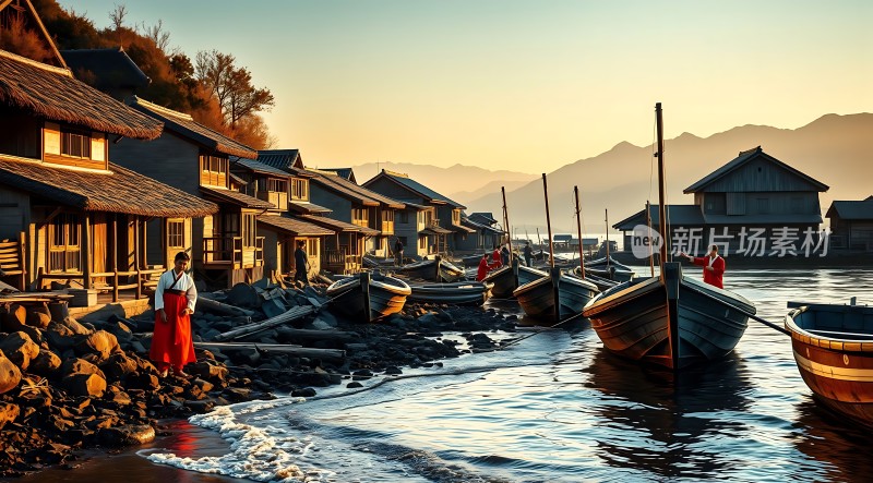 渔村晨光静谧而美丽