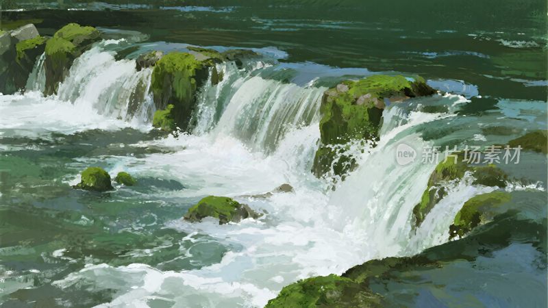 山间溪流瀑布景观