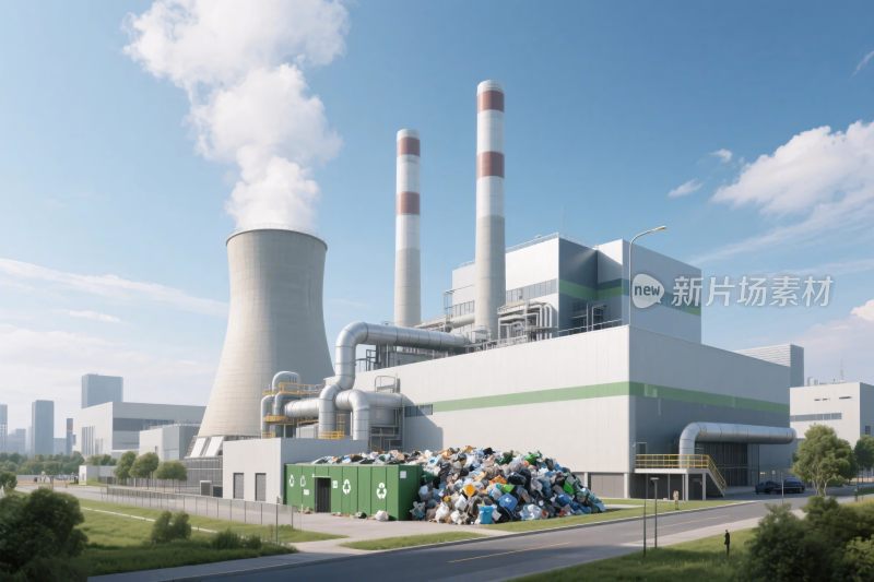 工业设施与垃圾场景插画
