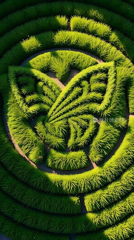 翠绿迷宫叶形雕塑自然艺术杰作