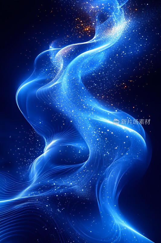 蓝色梦幻流动光带背景