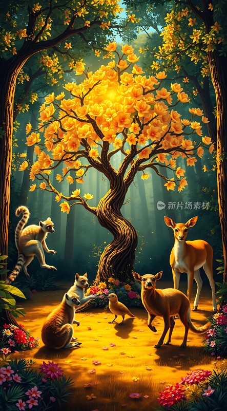 森林秘境中的和谐共处