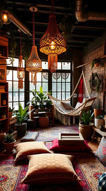 温馨吊椅小天地绿植环绕舒适家