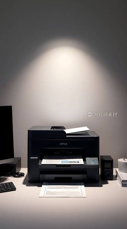 办公桌上打印机工作场景