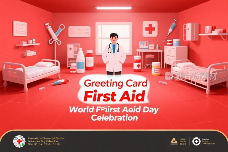 急救主题贺卡插画
