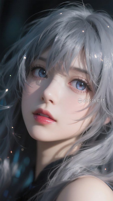 银发蓝眼神秘而迷人