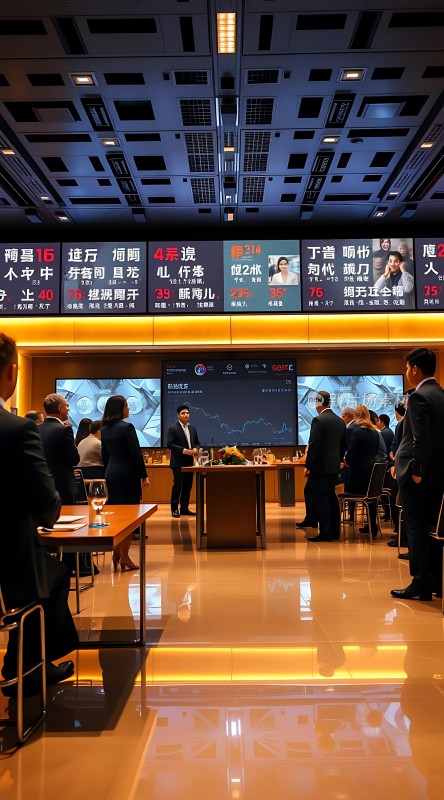 金融会议现场众人专注聆听演讲