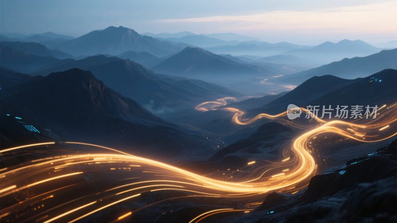 山间蜿蜒公路的光影轨迹