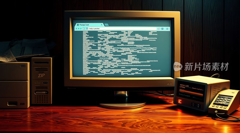 复古电脑与电话组合展现经典办公场景