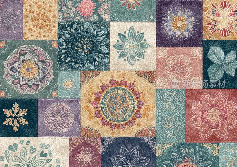 多彩花卉图案拼接背景