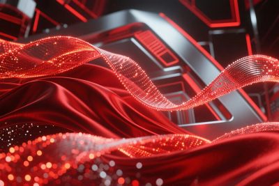 红色绸缎科技插画