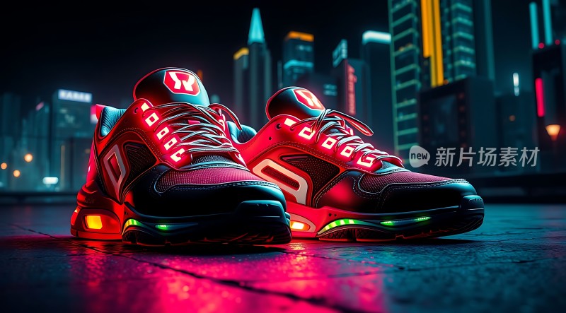 霓虹跑鞋都市夜光运动