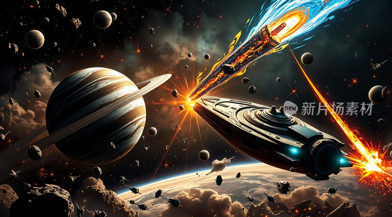 星际激战飞船与行星的对决