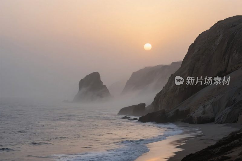 海岸风光晨景摄影图