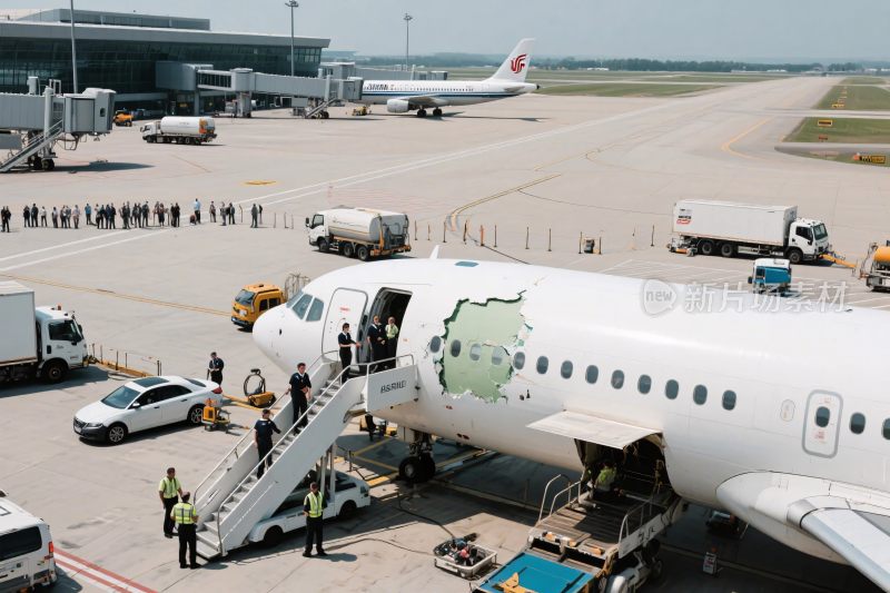 机场停机坪及飞机登机场景