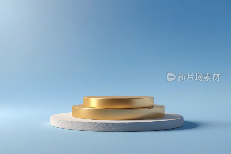 抽象极简金色讲台蓝天背景渲染插图展示图片