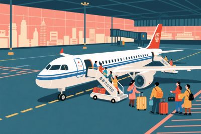 机场登机插画场景 机场登机插画场景