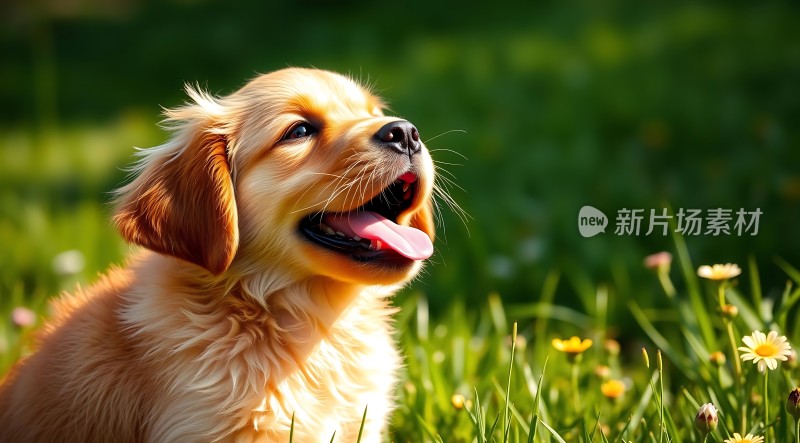 阳光下的快乐小狗