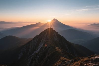 富士山日出山峰景观 富士山日出山峰景观