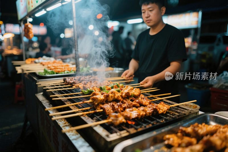 夜市烧烤摊场景