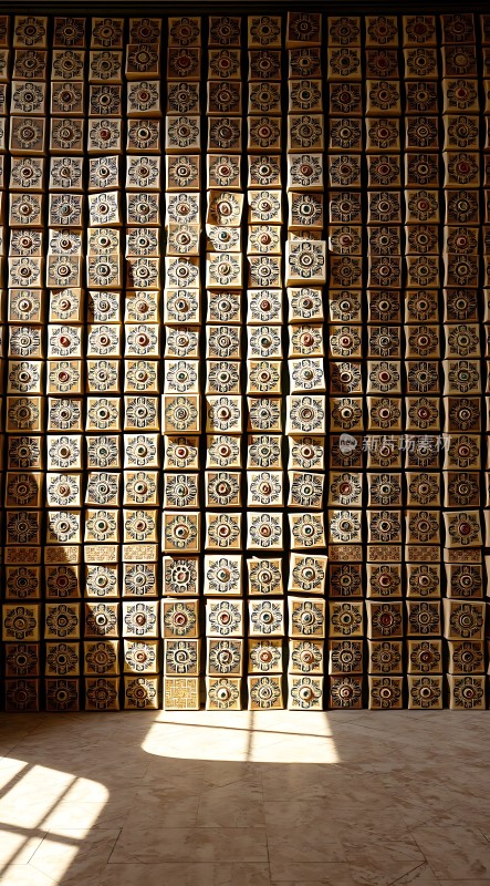 精美瓷砖墙阳光下的艺术之美