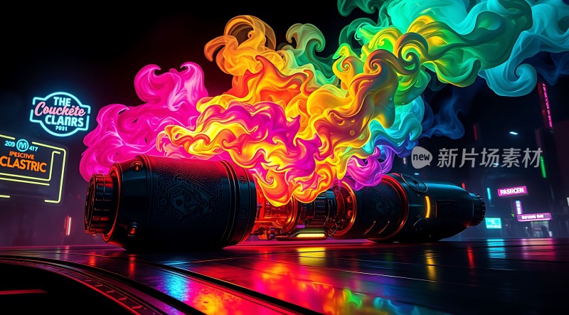 霓虹之夜机械与色彩的碰撞