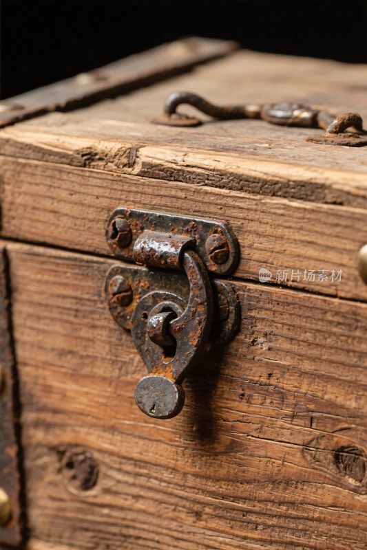 古董木箱与金属锁具