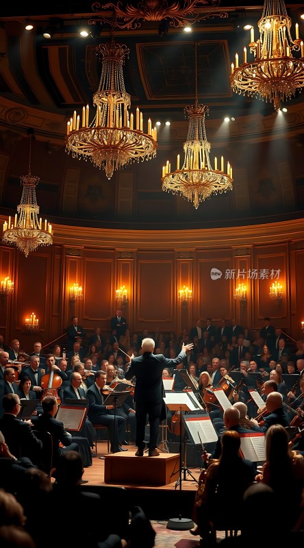 指挥家引领交响乐团演奏