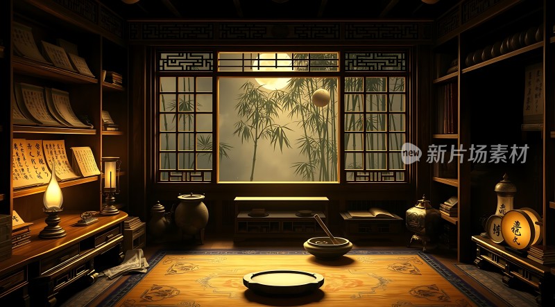 古风书房雅致宁静