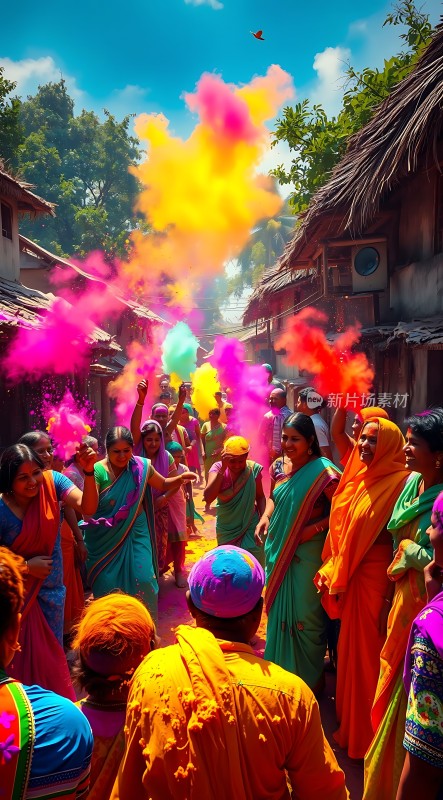 彩色粉末节上的欢乐庆典