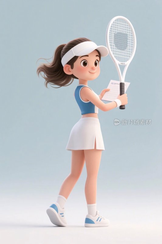 卡通网球运动女孩
