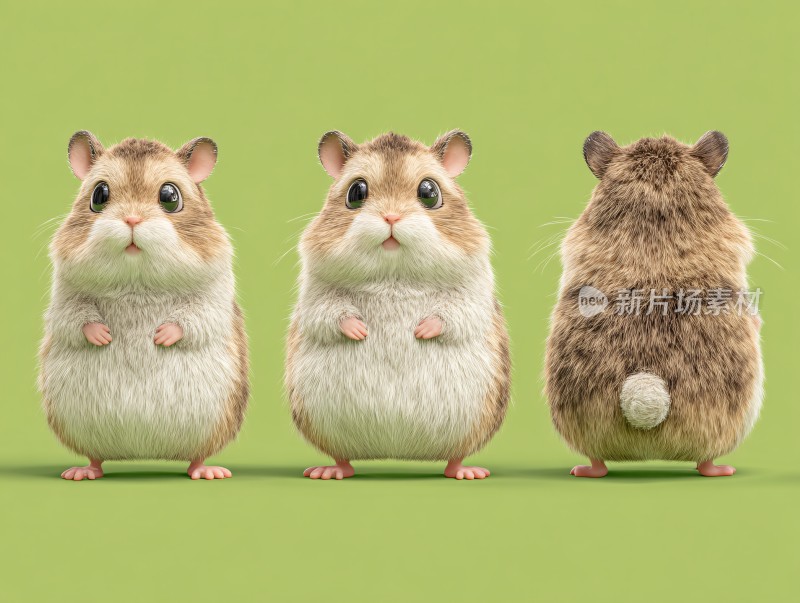 三只可爱仓鼠的不同姿态