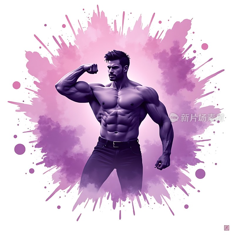 健美肌肉男展示力量与魅力