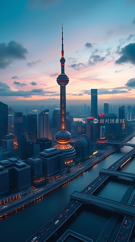 东方明珠与城市夜景